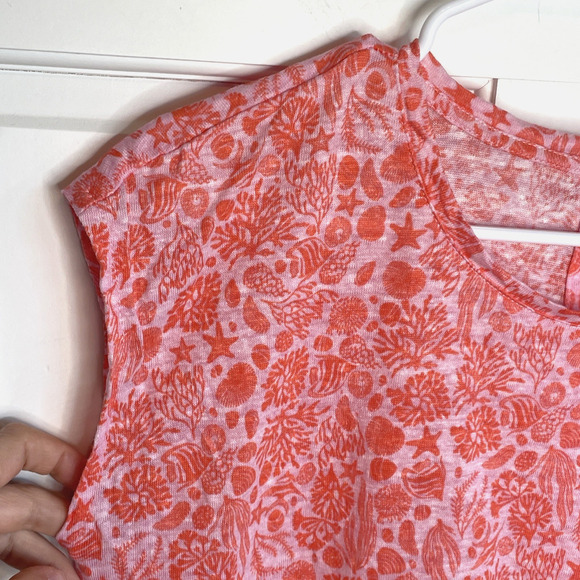 Sigrid Olsen Women's Linen Button Back Top Size M Coral Pink Fisherman Coastal - Picture 4 of 12